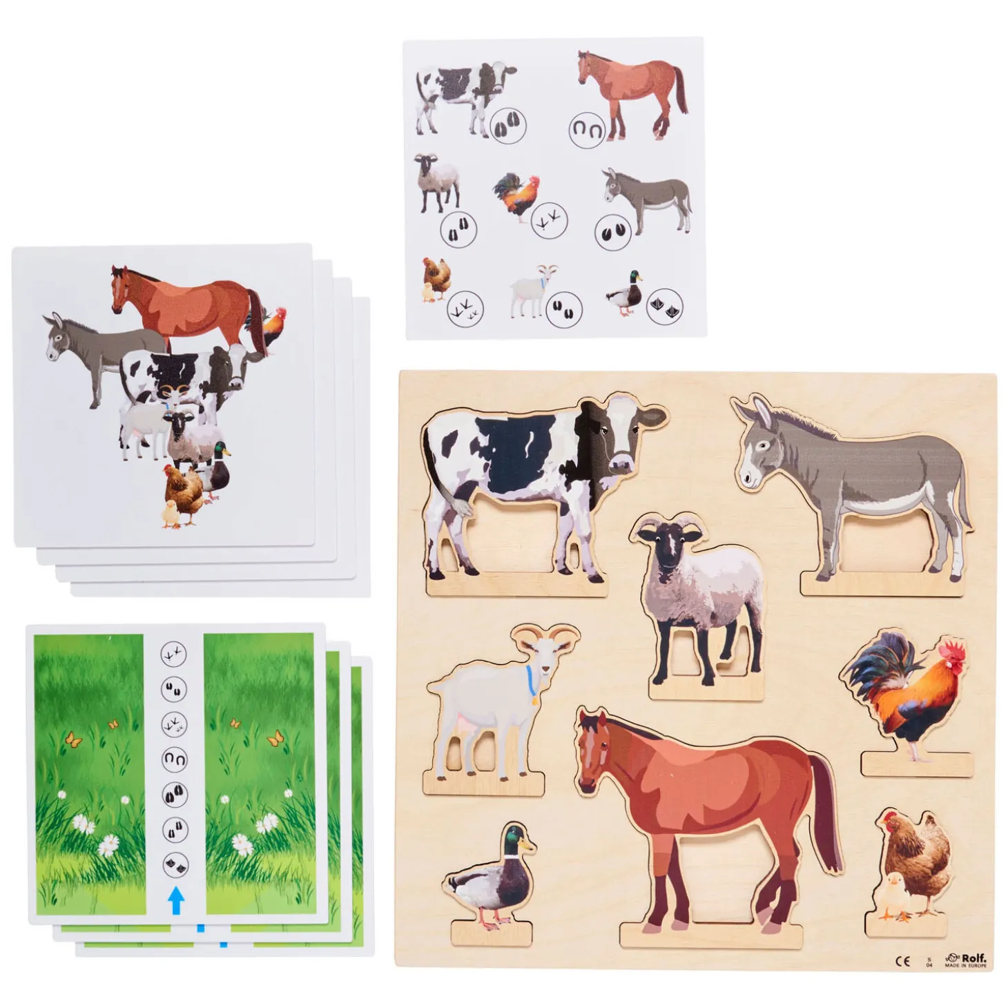 Rolf More - Houten Puzzelplank Boerderij, 8st.