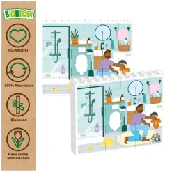 Rolf More - Houten Verticale Blokpuzzel Badkamer - 28st.