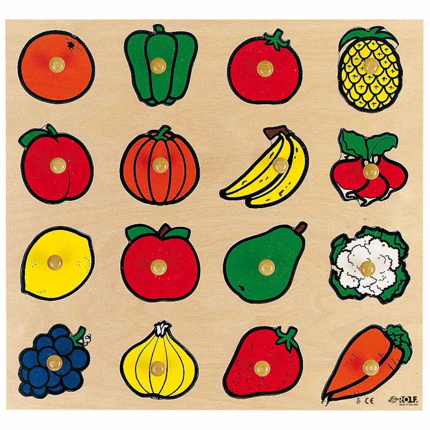 Rolf Noppenpuzzel Hout Vruchten, 16st.