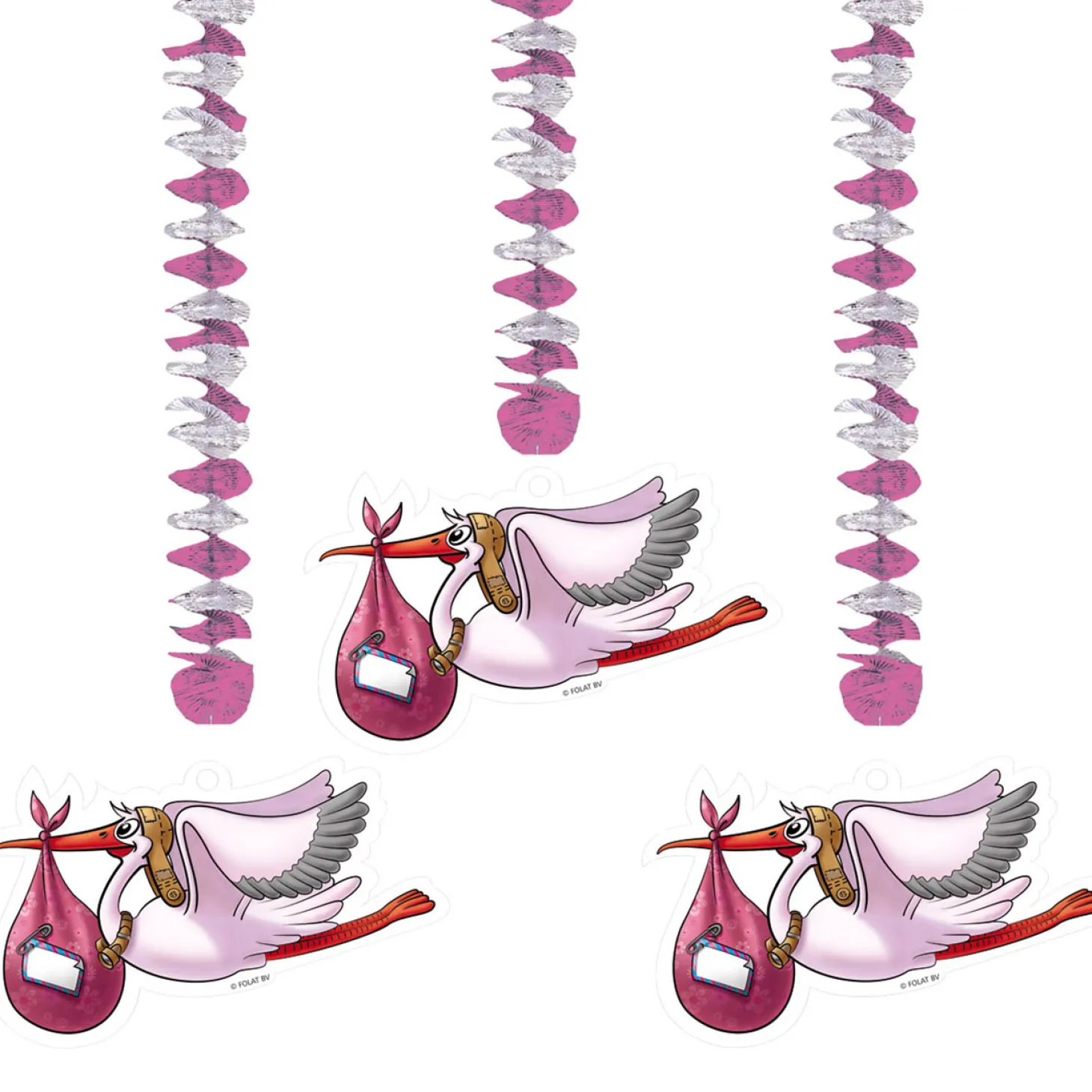 Roze Hangdecoratie, 3st.