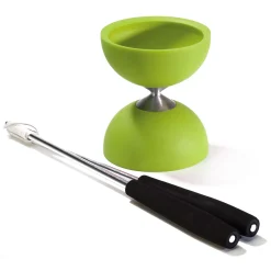 Rubber Diabolo met Aluminium Stokken - Groen