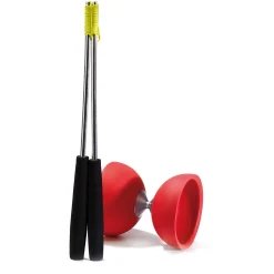 Rubber Diabolo met Aluminium Stokken - Rood