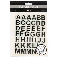 Rub-On Stickers Letters en Cijfers Zwart, 2 Vellen