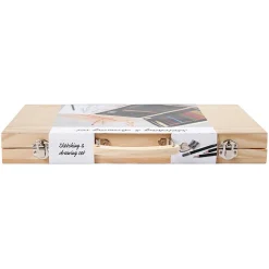 Schets en Tekenset in Houten Koffer