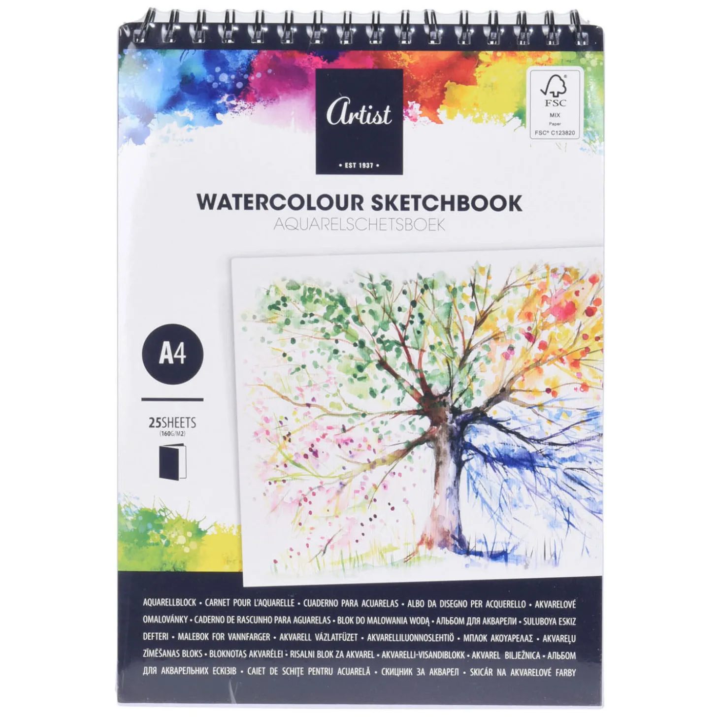 Schilderboek Waterverf A4, 25 Vellen