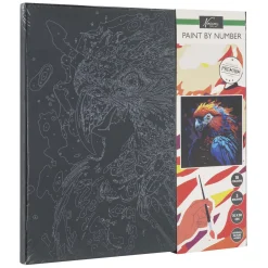 Schilderen op Nummer Black Papegaai, 30x30cm