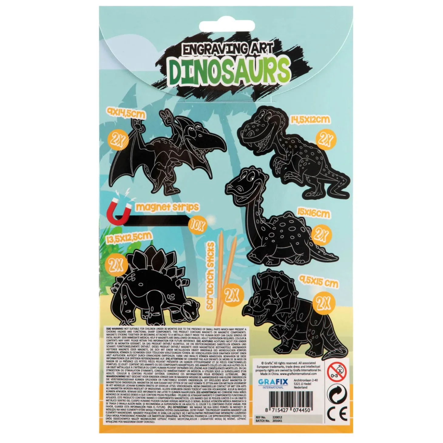 Scratch Set Magneten Dinosaurus, 10st.