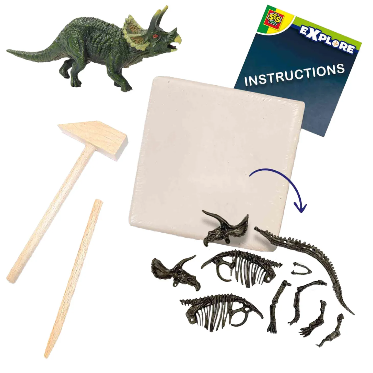 SES Explore Dino en Skelet Opgraven 2in1 - Triceratops