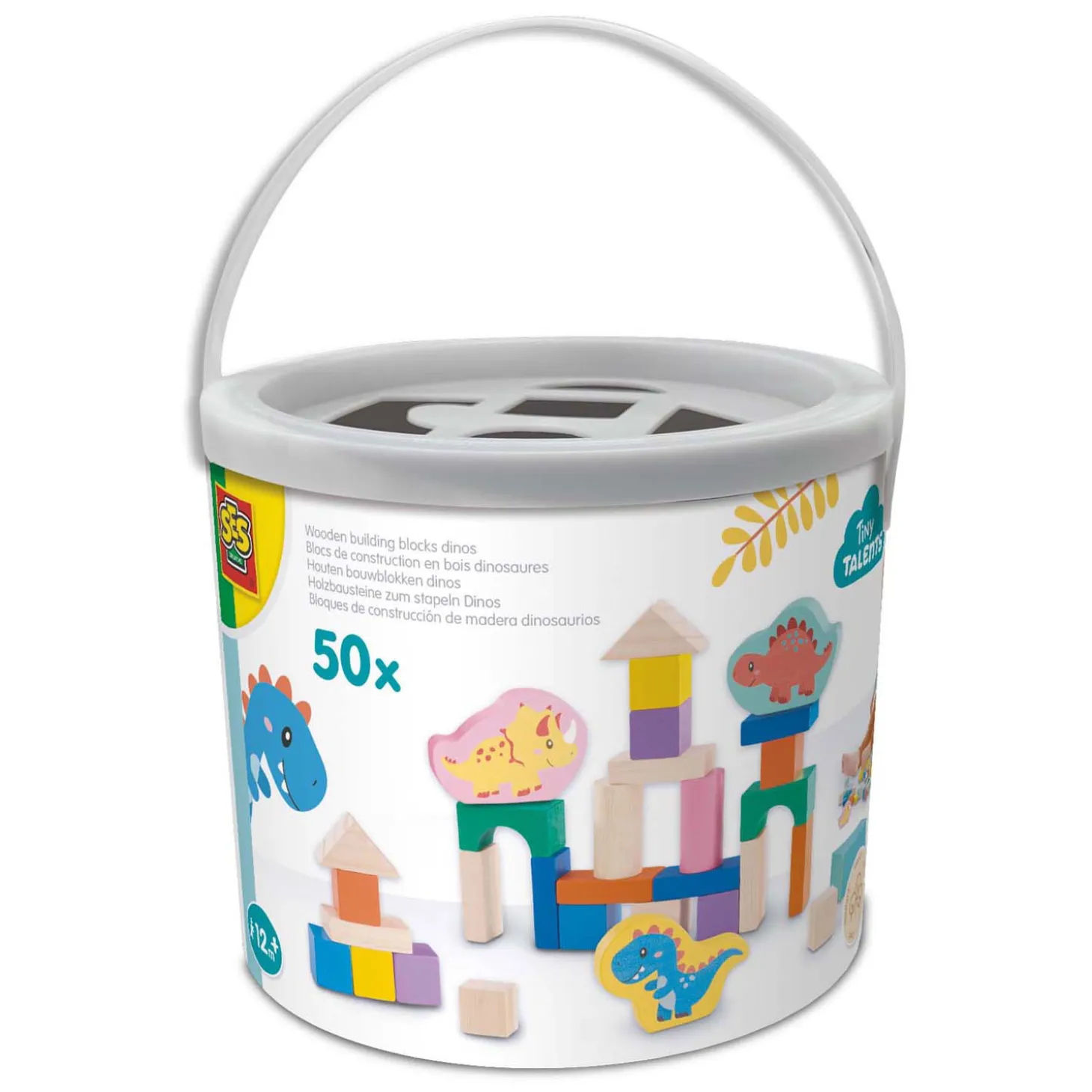 SES Houten Bouwblokken Dino's, 50st.