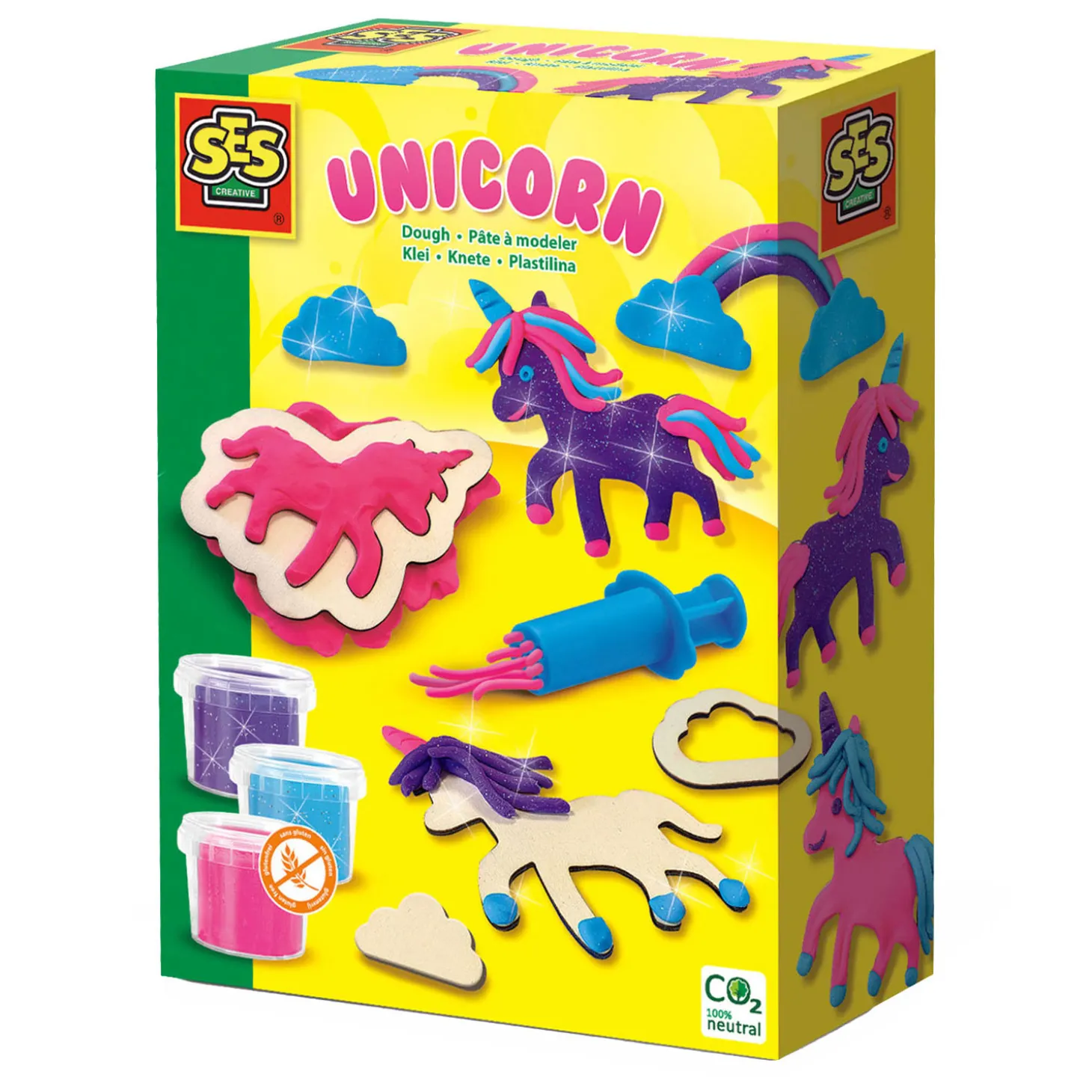 SES Klei - Unicorns Neon Glitter - 3 Kleipotjes