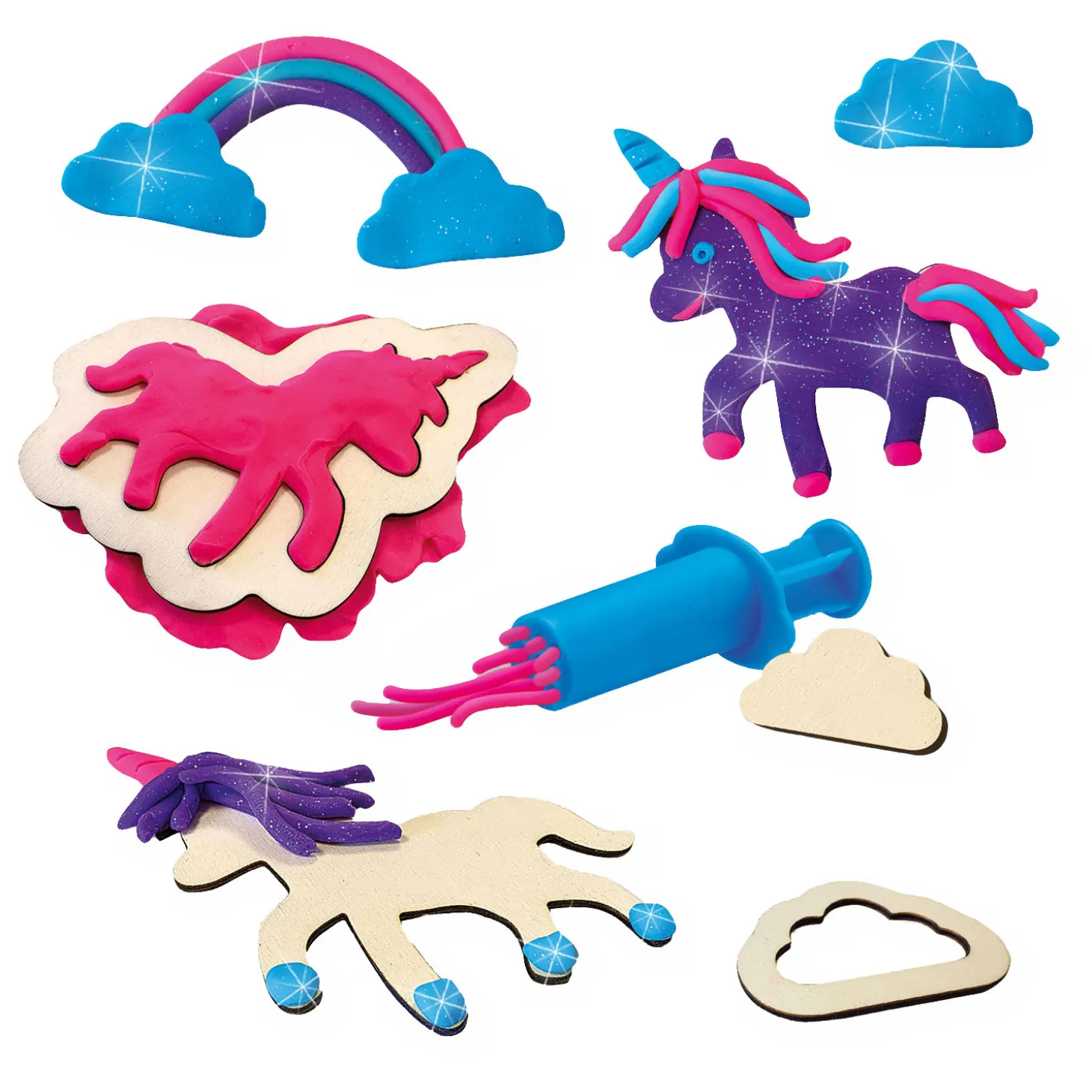 SES Klei - Unicorns Neon Glitter - 3 Kleipotjes