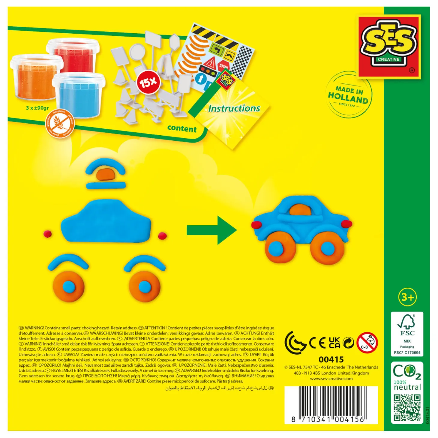 SES Klei Verkeer - 3 Kleipotjes