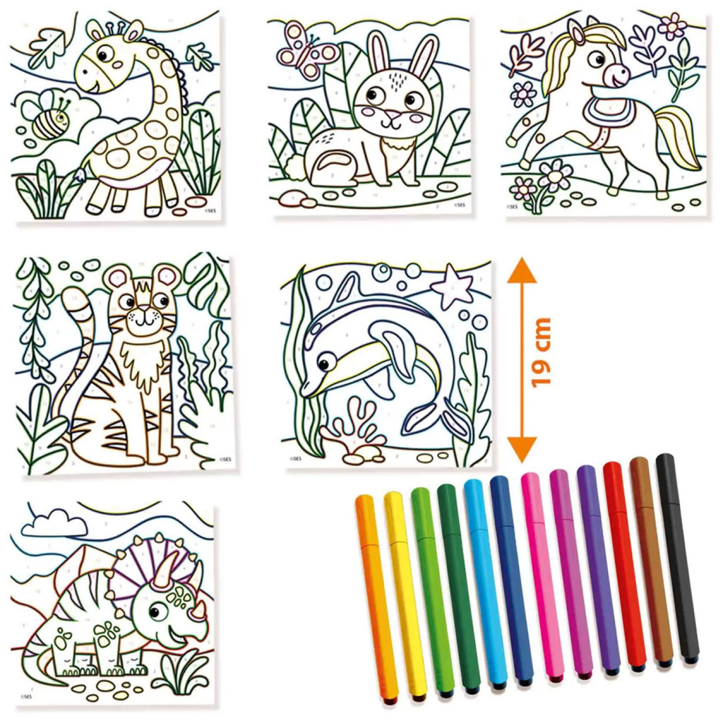 SES Kleuren op Nummers - Driehoek Grip Stiften