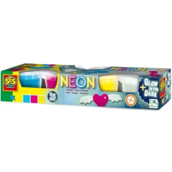 SES Neon en Glow in the Dark Klei - 4 Kleipotjes