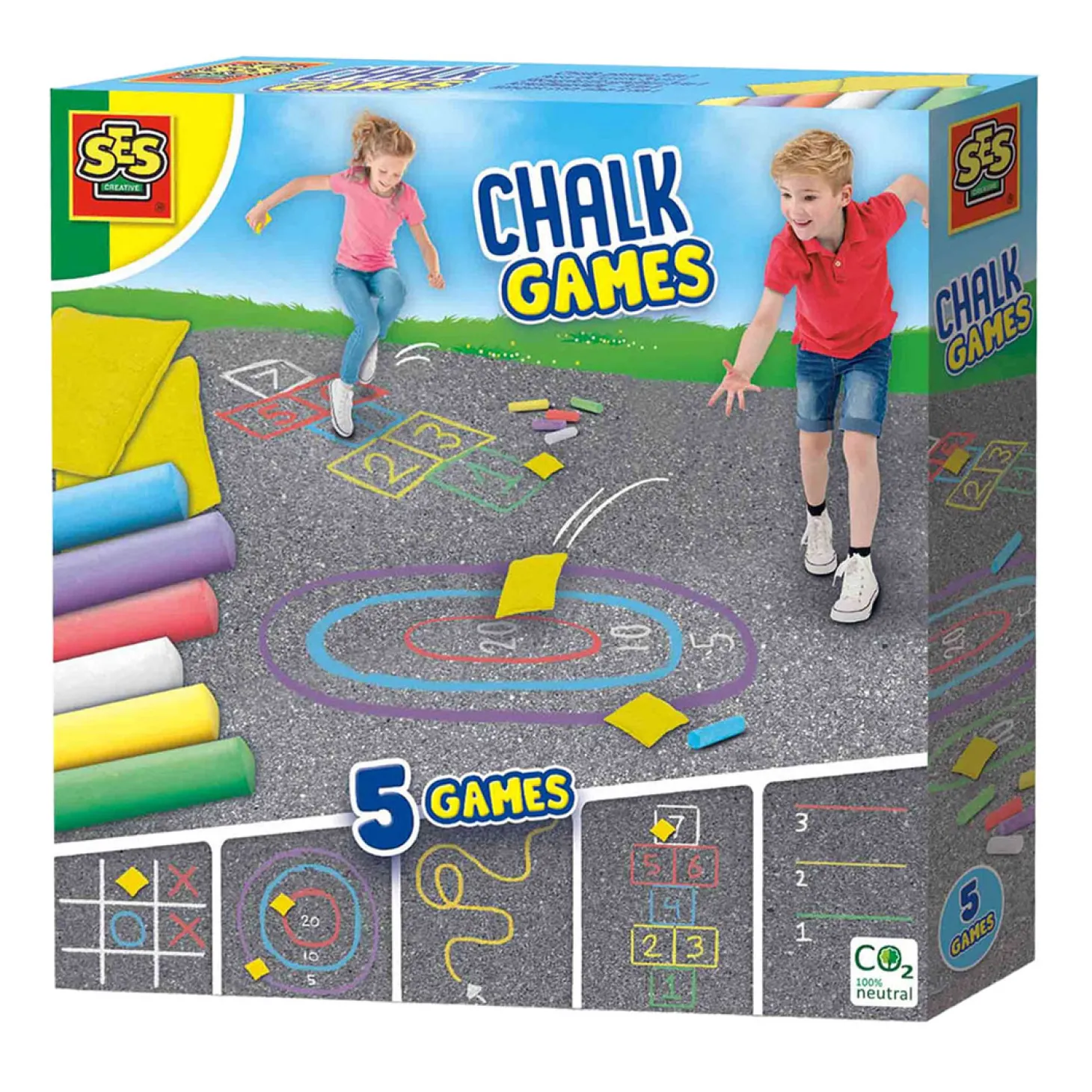 SES Stoepkrijt Spellen 5in1
