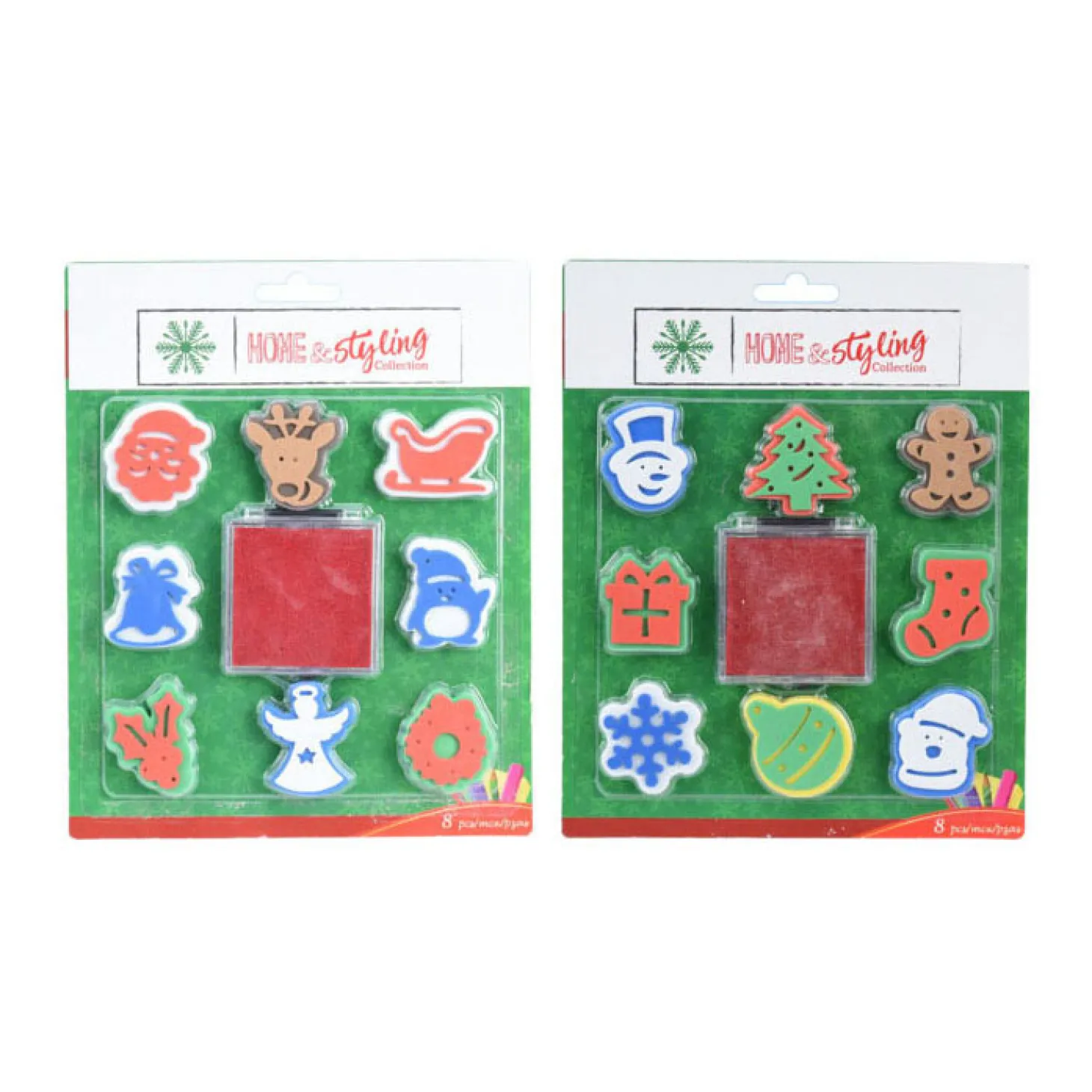 Set Kerststempels met Stempelkussen, 9dlg.