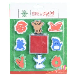 Set Kerststempels met Stempelkussen, 9dlg.