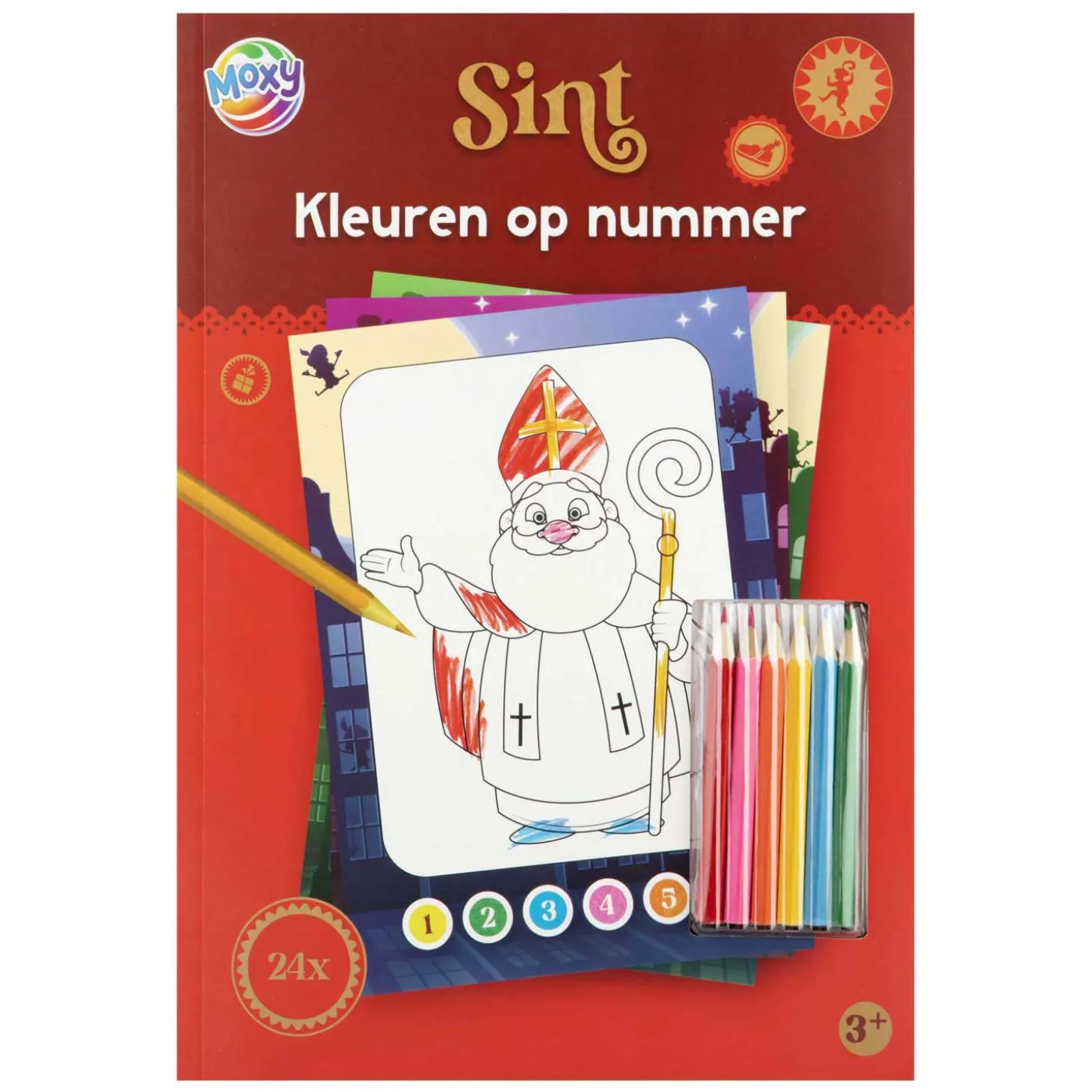 Sinterklaas Kleuren op Nummer met 6 Potloden