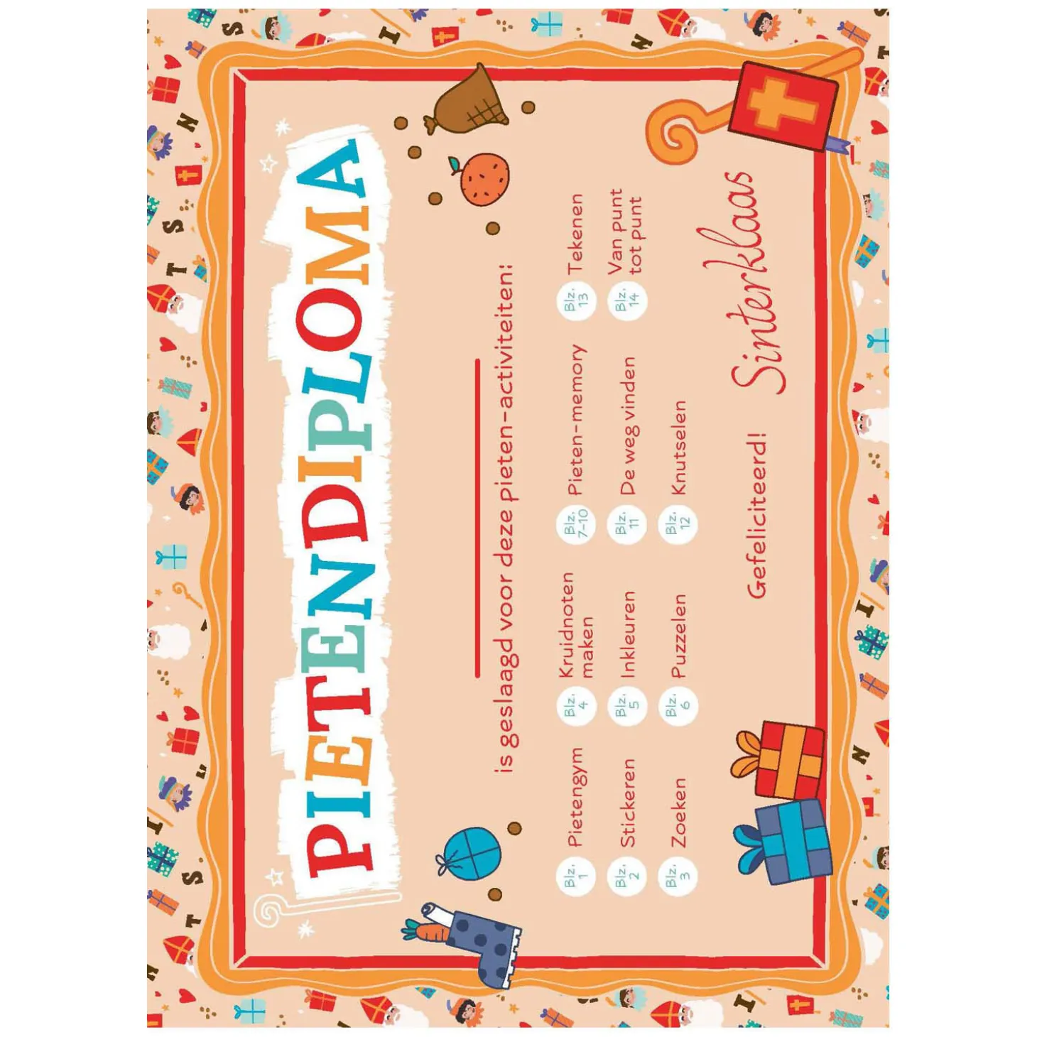Sinterklaas Pietendiplomaboek met Stickers