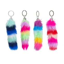 Sleutelhanger Fluffy Regenboogstaart - 13cm