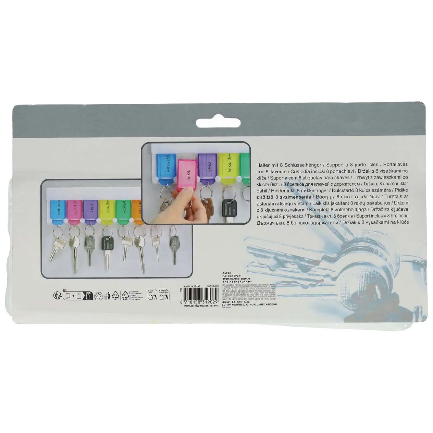 Sleutelrek met Sleutelhangers, 8st.