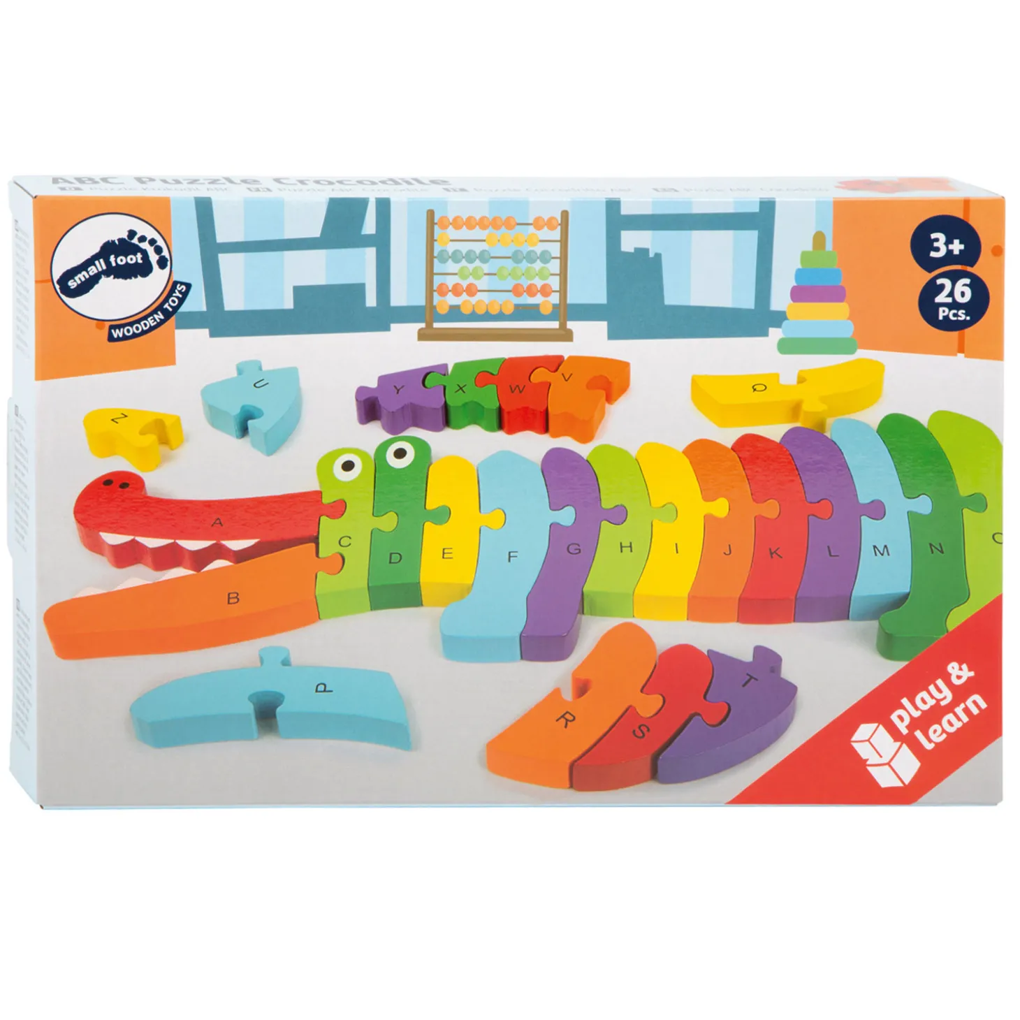 Small Foot - Houten ABC Krokodil Puzzel, 26dlg.