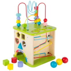 Small Foot - Houten Activiteitenkubus met Knikkerbaan, 8dlg.