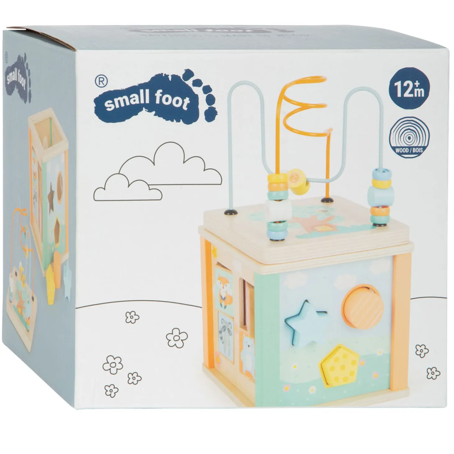 Small Foot - Houten Activiteitenkubus en Motoriekspiraal Pastel