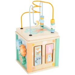 Small Foot - Houten Activiteitenkubus en Motoriekspiraal Pastel