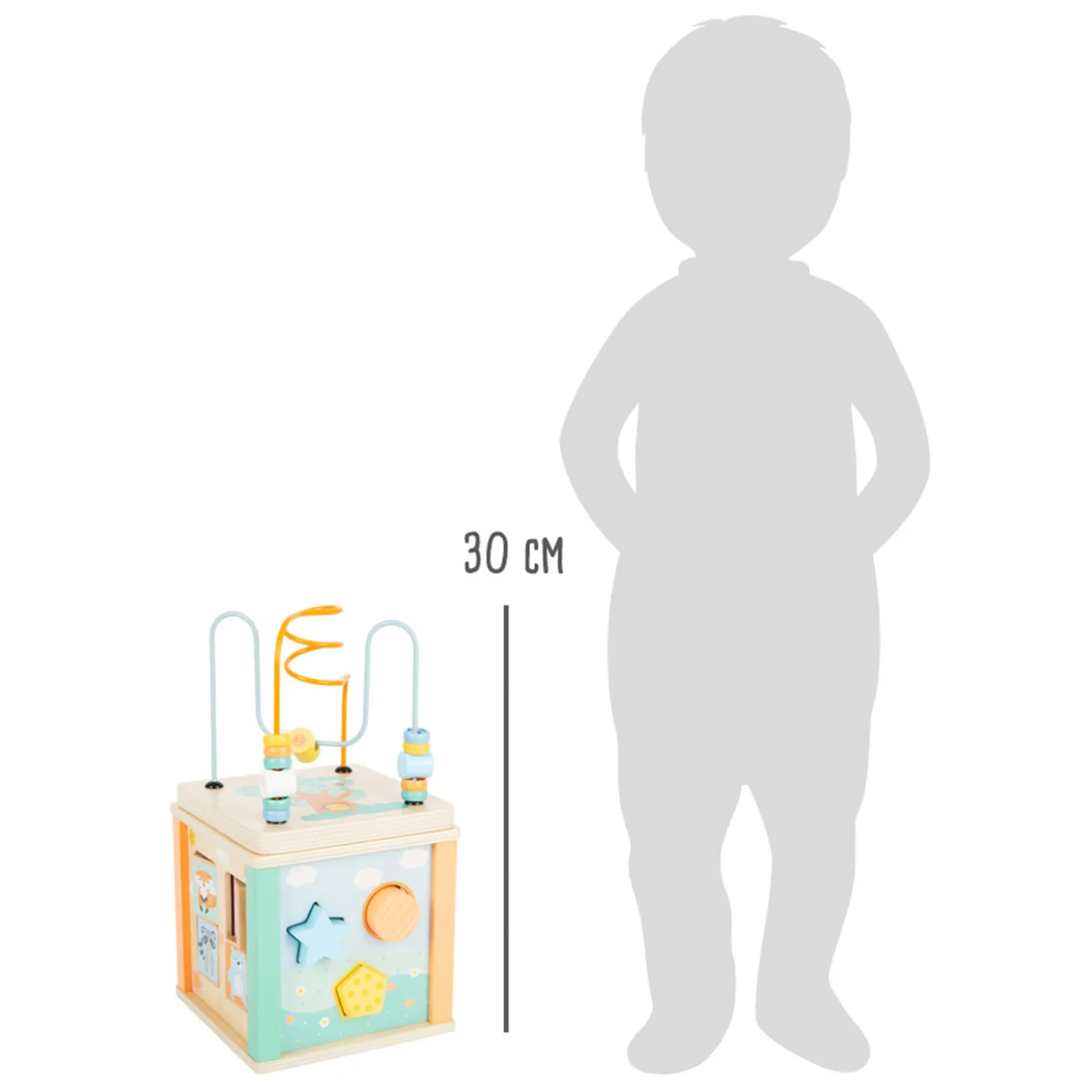 Small Foot - Houten Activiteitenkubus en Motoriekspiraal Pastel