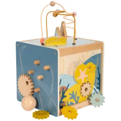 Small Foot - Houten Activiteitenkubus met Motoriekspiraal Zeekust