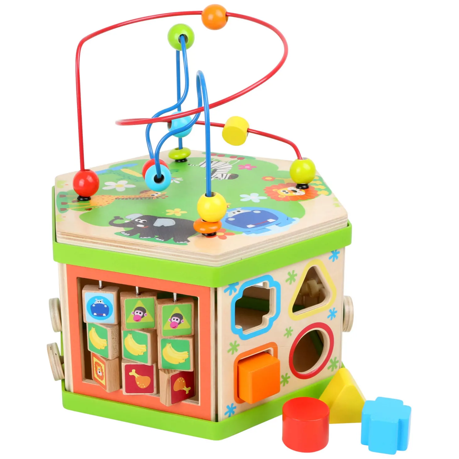 Small Foot - Houten Activitetenkubus met Motoriekspiraal Safari