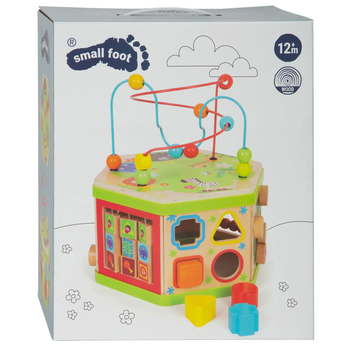 Small Foot - Houten Activitetenkubus met Motoriekspiraal Safari