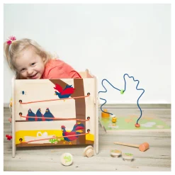 Small Foot - Houten Activiteitenkubus met Motoriekspiraal Boerderij