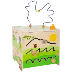 Small Foot - Houten Activiteitenkubus met Motoriekspiraal Boerderij