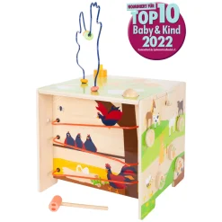 Small Foot - Houten Activiteitenkubus met Motoriekspiraal Boerderij