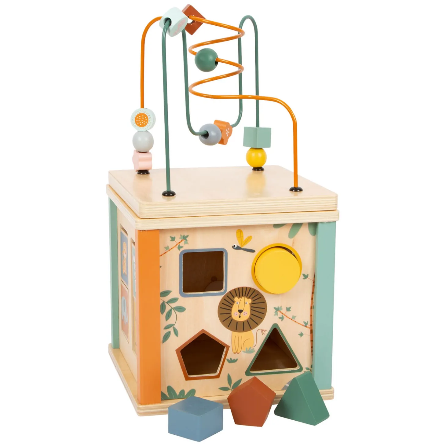Small Foot - Houten Activiteitenkubus en Motoriekspiraal Safari