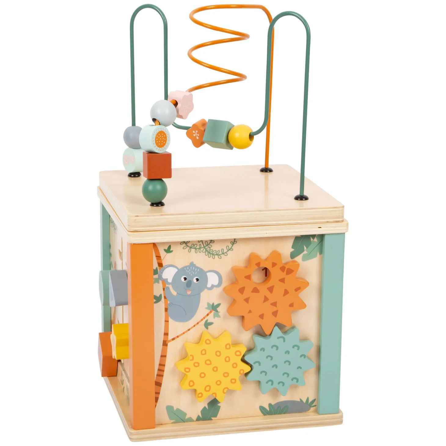 Small Foot - Houten Activiteitenkubus en Motoriekspiraal Safari