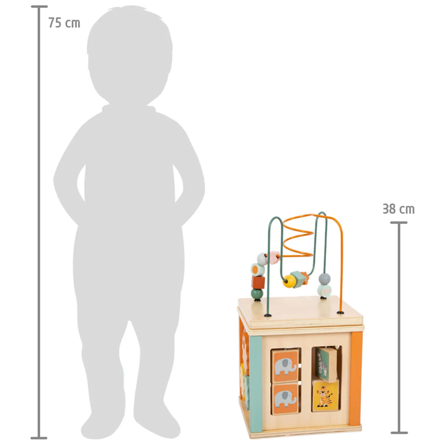 Small Foot - Houten Activiteitenkubus en Motoriekspiraal Safari