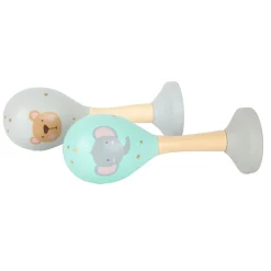 Small Foot - Houten Baby Rammelaar Maracas Dier, Set van 2