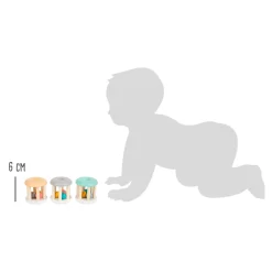 Small Foot - Houten Baby Ratel Pastel, 3st.