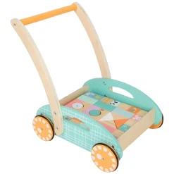 Small Foot - Houten Baby Walker Loopwagen met Blokken Pastel, 35dlg.