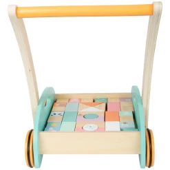 Small Foot - Houten Baby  Walker Loopwagen met Blokken Pastel, 35dlg.