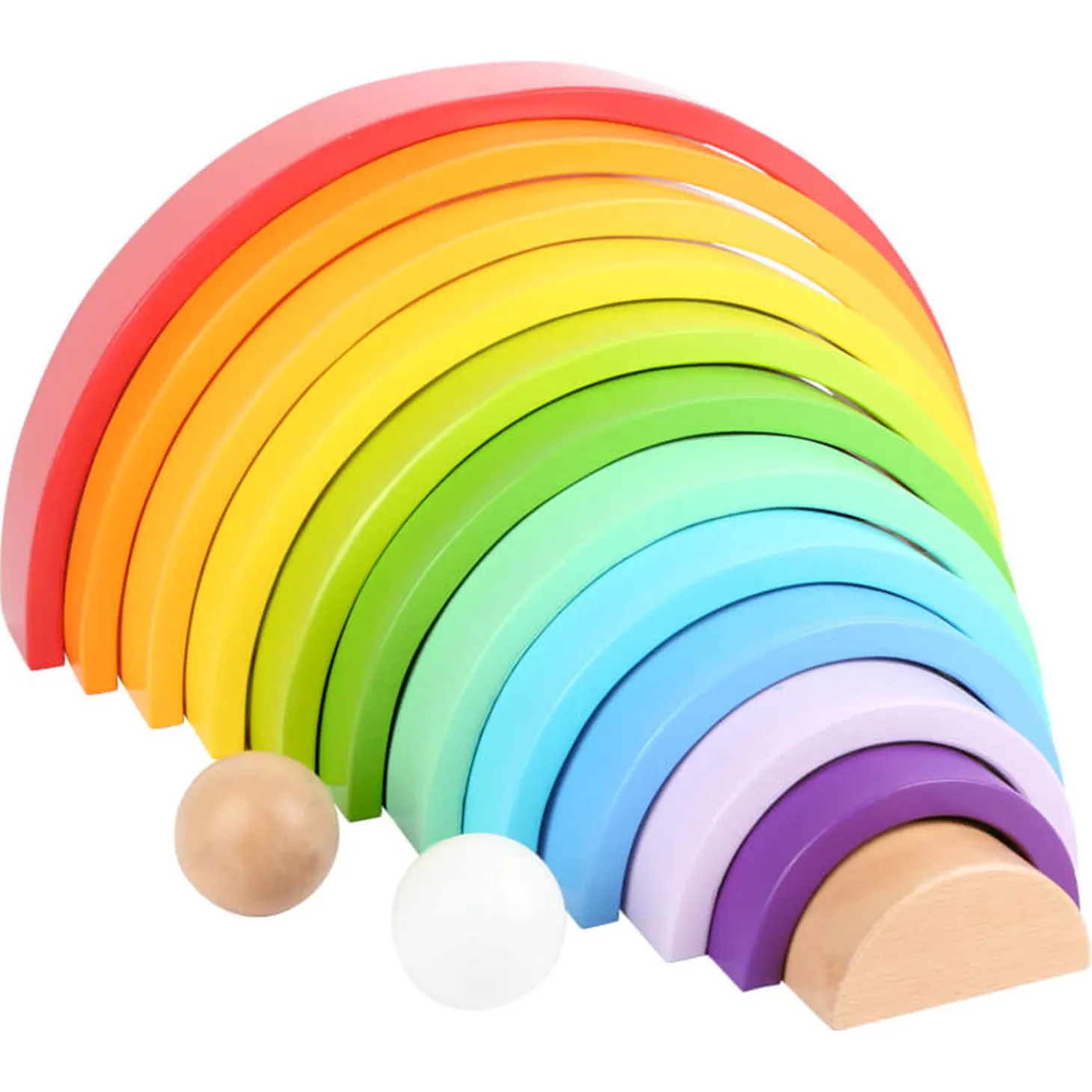 Small Foot - Houten Bouwblokken Regenboog XL, 14dlg.