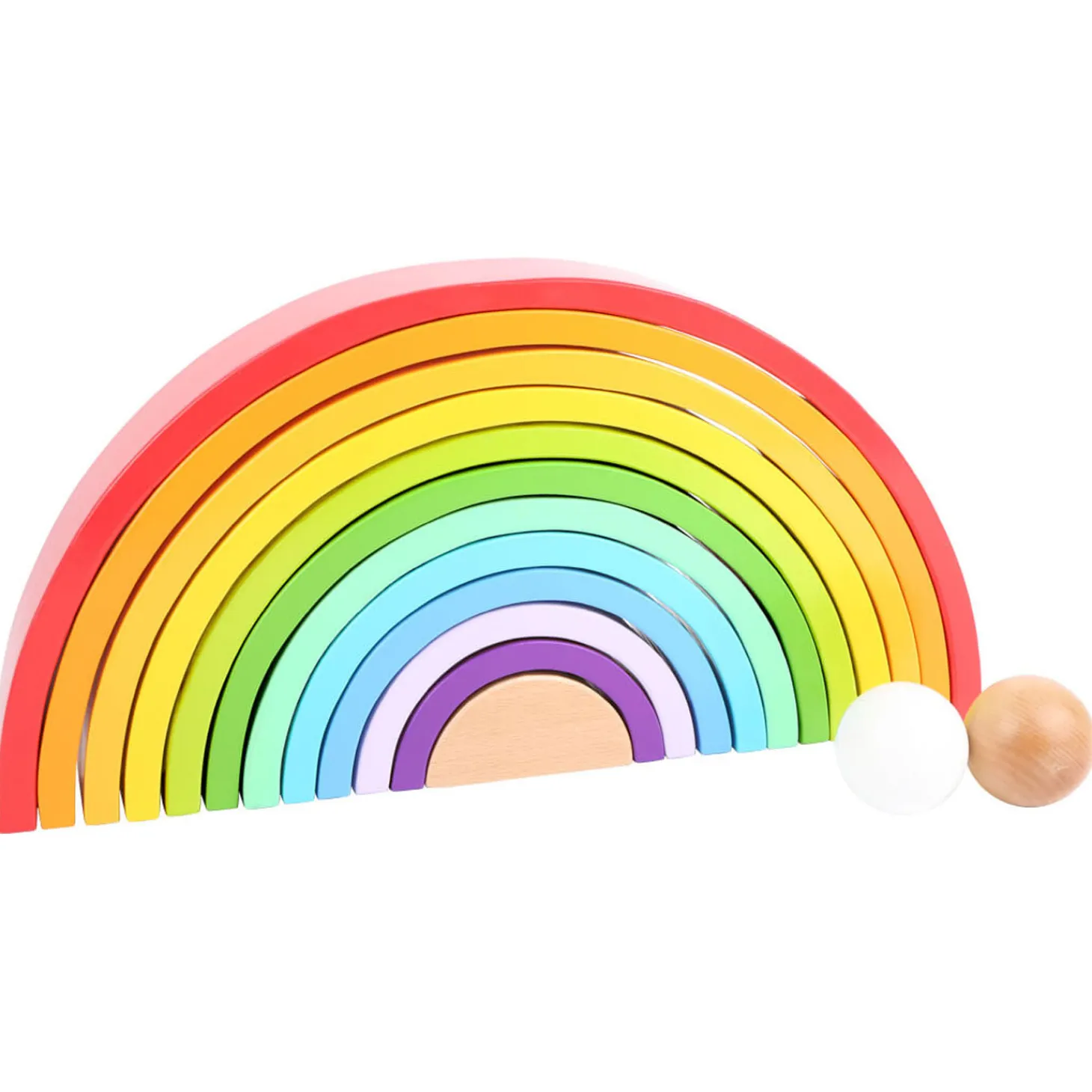 Small Foot - Houten Bouwblokken Regenboog XL, 14dlg.