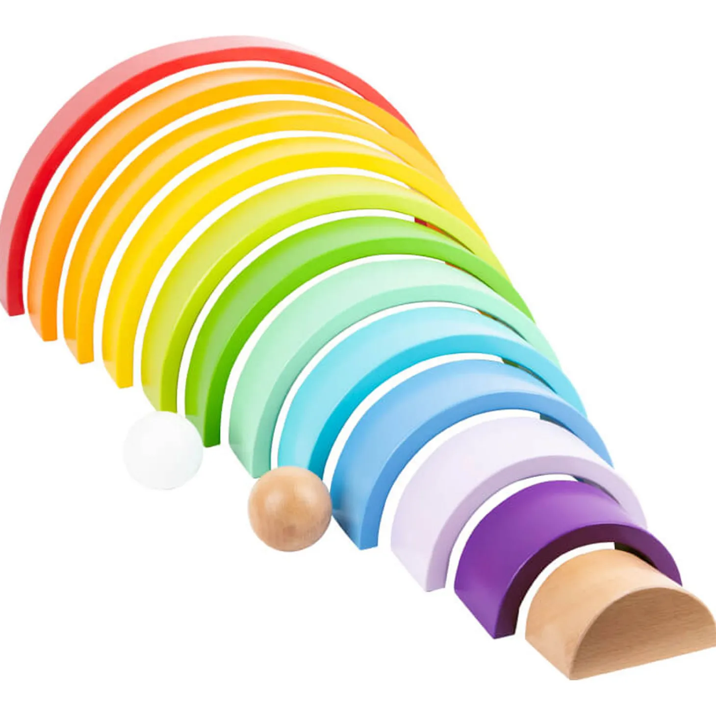 Small Foot - Houten Bouwblokken Regenboog XL, 14dlg.