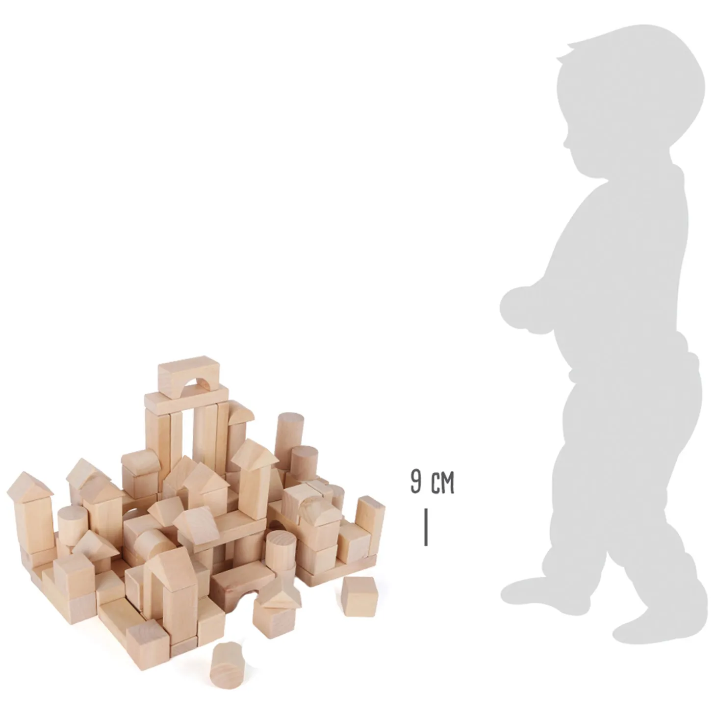 Small Foot - Houten Bouwblokken Natuurlijk in Zak, 100dlg.