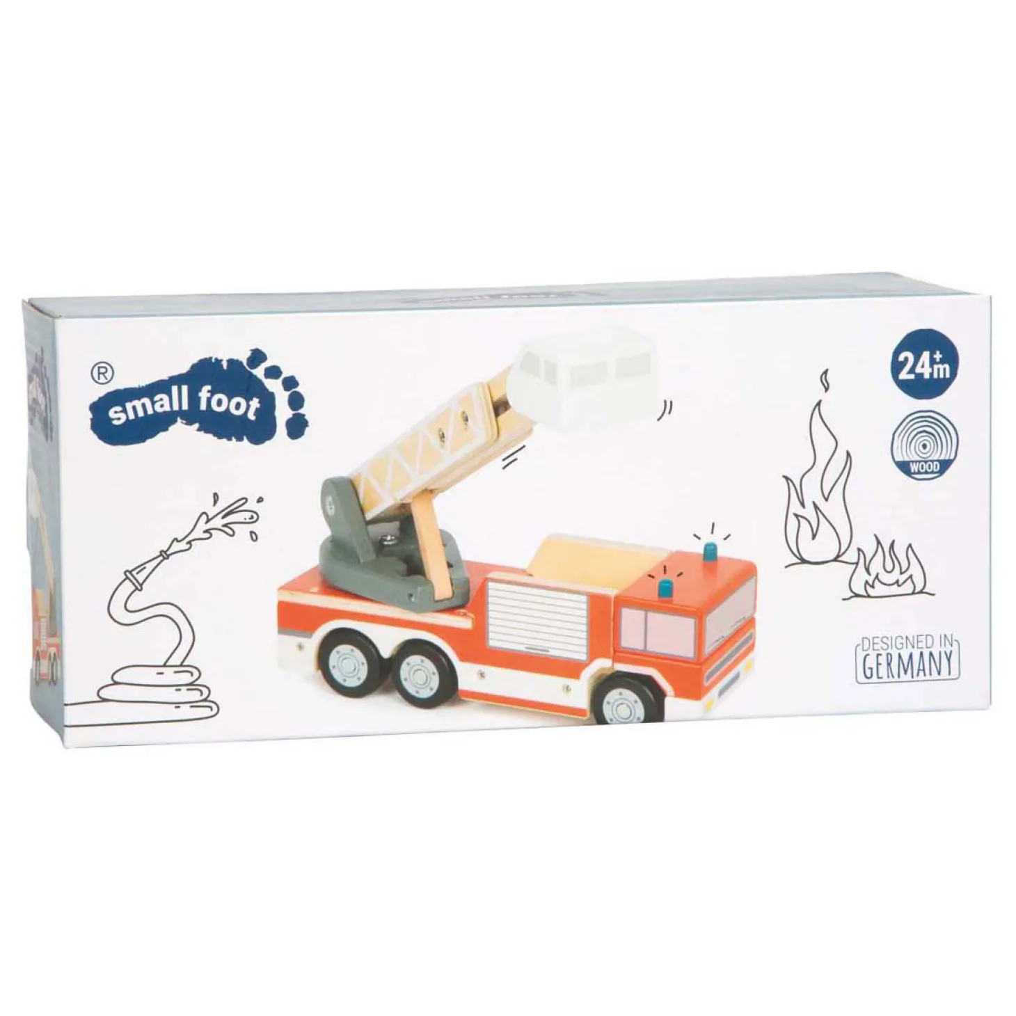 Small Foot - Houten Brandweerwagen met Roterende Ladder