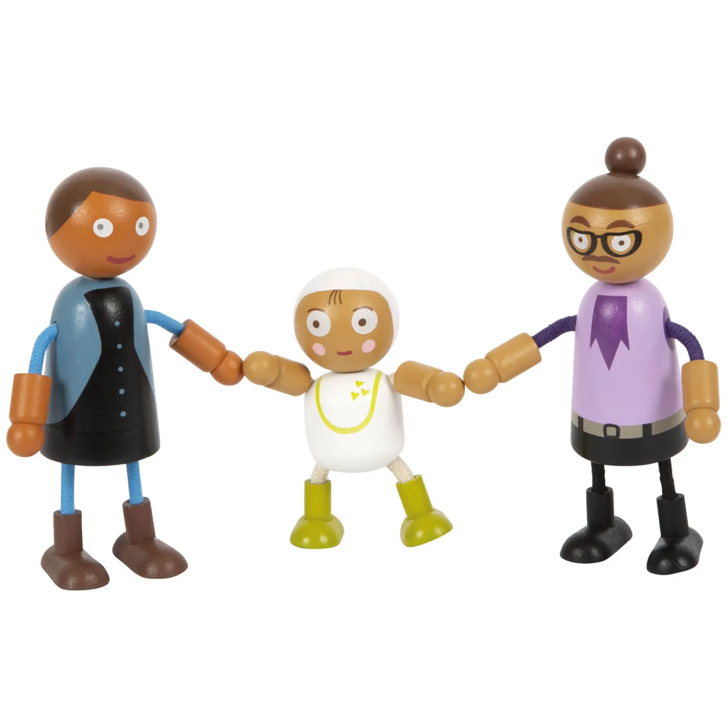 Small Foot - Houten Buigzame Poppenfamilie met Baby, 8st.