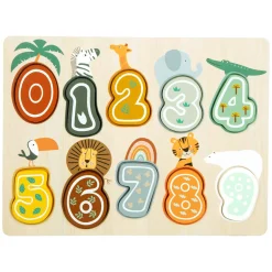 Small Foot  -  Houten Cijfer Puzzel Safari